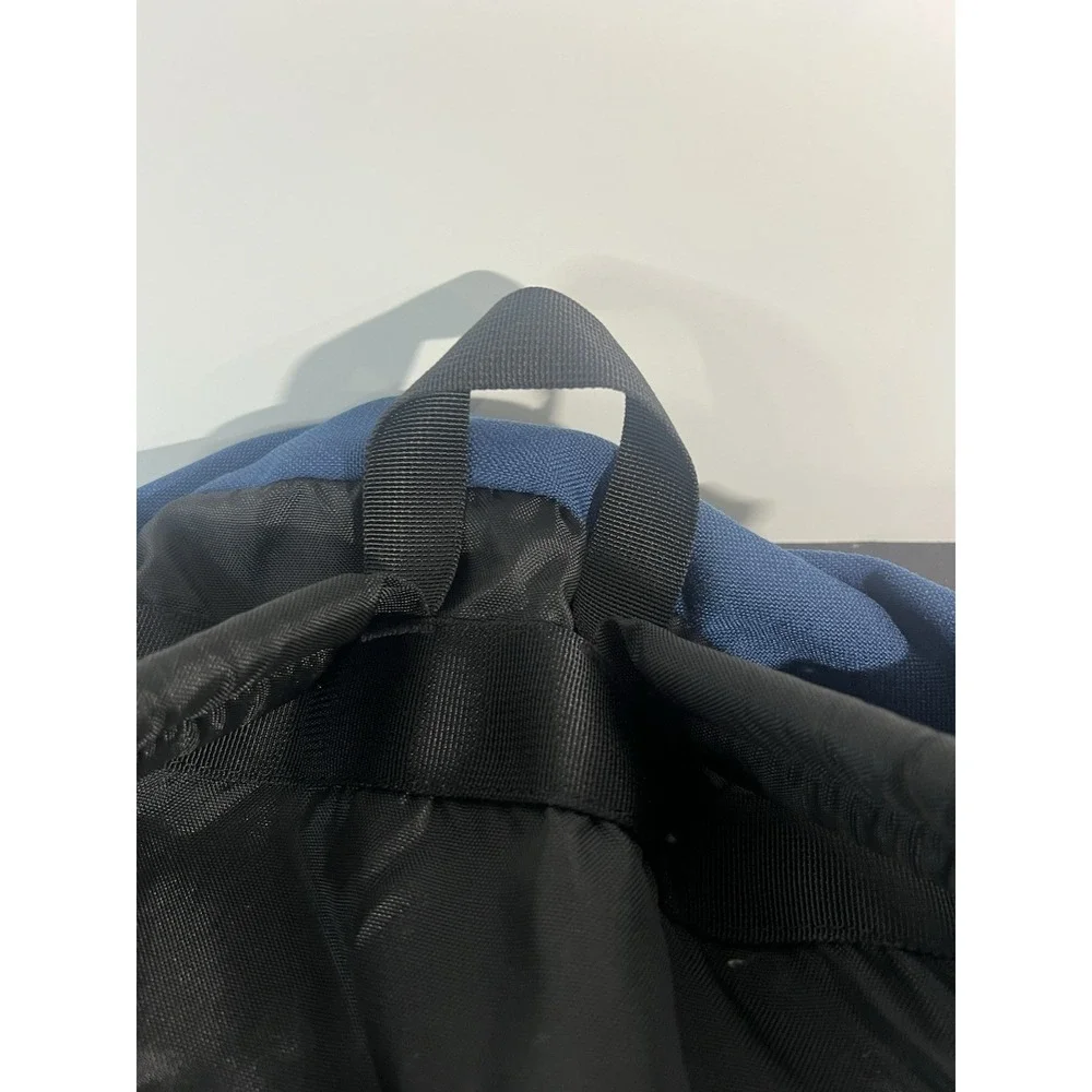 VTG Nike Leather Bottom Blue Backpack 90s Y2K White Tag Swish Logo READ